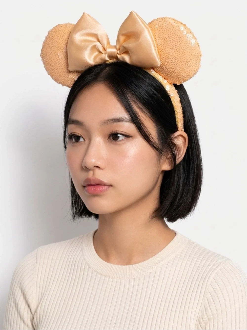 Disney Yellow Sequin Minnie Ears Headband with Bow